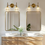 ANDY STAR Gold Bathroom Mirror for Wall, 30x36’’ Brushed Gold Rounded Rectangle Mirror for Vanity in SUS304-Anti-Rust, Wall-Mounted Horizontal/Vertical 1’’ Deep