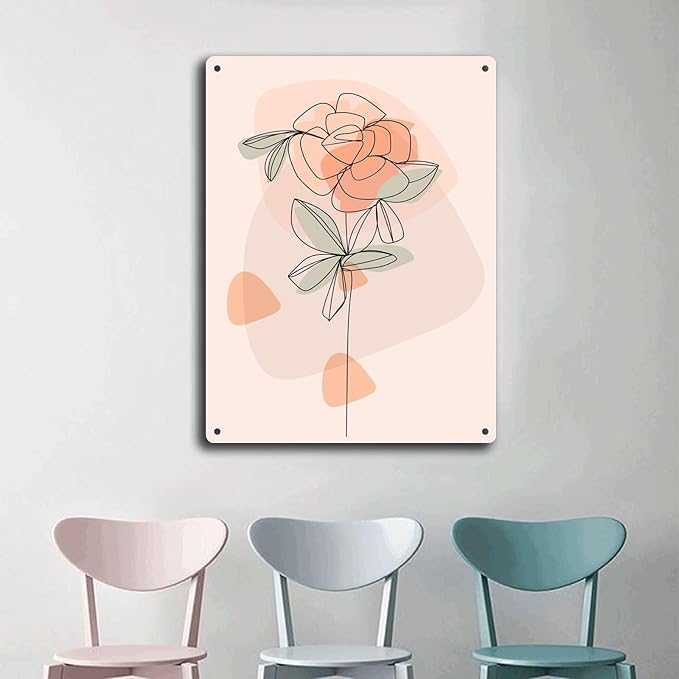 Metal Signs Scandinavian Flowers Suitable for Home Bar Cafe Farmhouse Decoration12x16inch Tin Sign