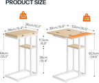 HOOBRO Foldable End Table, C Shaped Side Table with Storage Shelf, Small Snack Table Suitable for Living Room Bedroom Small Spaces, Easy Assembly, White and Natural WN29SF01