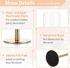 NUPTIO Hurricane Glass Candle Holders: Set of 6 Tall Gold Metal Candlestick Holder with Chimney Tube Brass Tiered Taper Candles Stands for Christmas Holiday Party Decoration 23.6 & 21.7 & 19.7 in
