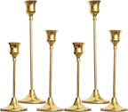 6PCS Brass Candlestick Holders Gold Candle Holders Taper Candle Holders Decorative for Thanksgiving Day Christmas Dinning Wedding Party Anniversary Home Decor.