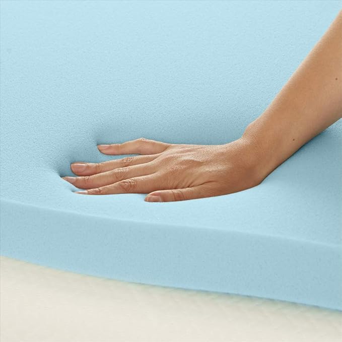 Amazon Basics King Mattress Topper, Cooling Gel-Infused, CertiPUR-US Certified, 2 Inches, Blue