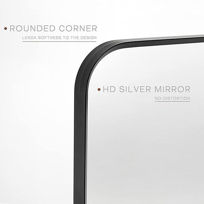 28" x 36" Pivot Rectangle Bathroom Mirror Tilting Beveled Black Metal Framed Vanity Mirrors for Wall, Tempered Glass