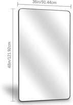 36" x 48"Bathroom Mirror, Matte Black Wall Mirror with Metal Frame, Decorative Rectangular Vanity Mirror for Bedroom Bathroom Living Room Entryway (Horizontal/Vertical)