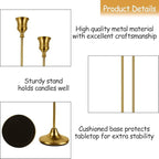 Brass Gold Candlestick Holders Set of 6, Metal Taper Candle Holders, Classic Decorative Candle Stick for Christmas, Wedding, Party, Dinner Tables,Home Décor