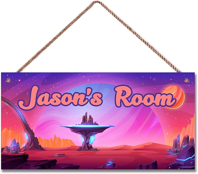 Personalized Universe Sign Science Fiction Themed For Kids Room Door Art Décor for Little Man Cave,Custom Name Starry Sky Wall Decor Decorative Plate for Boys Room Girls Bedroom