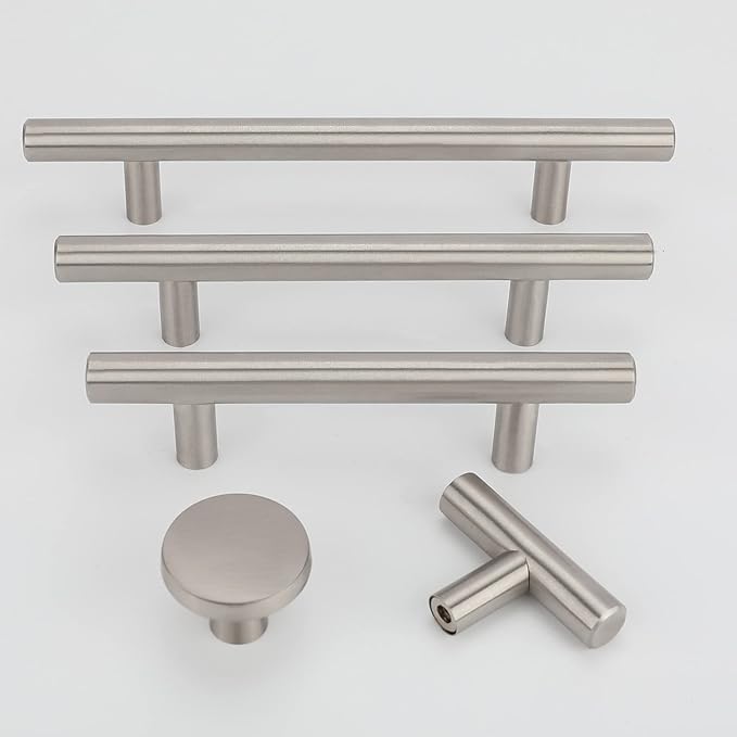 LONTAN 100 Pack Brushed Nickel Cabinet Knobs for Dresser Drawers LS201BSS Kitchen Cabinet Knobs Brushed Nickel Cabinet Pulls Modern Drawer Knobs