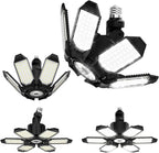 Adiding Rotatable LED Garage Light 4 Pack, 48000Lm Super Bright Basement Lighting Fixture w/ 6 Adjustable Panels Screw in E26 E27 Bulb Base for Workshop Attic Barn Ceiling Warehouse Gym Utility