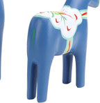 EVGATSAUTO Hand Painted Swedish Wooden Horse Figurine Pair Home Wedding Decor Nordic Design Blue