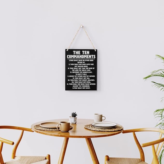 Inspirational Bible Verses Ten Commandments Wall Decor Christian 10 Commandments Wall Art Wooden Hanging Sign Rustic Scripture The Ten Commandments Wall Art for Home Office Decoration 8x10 Inches