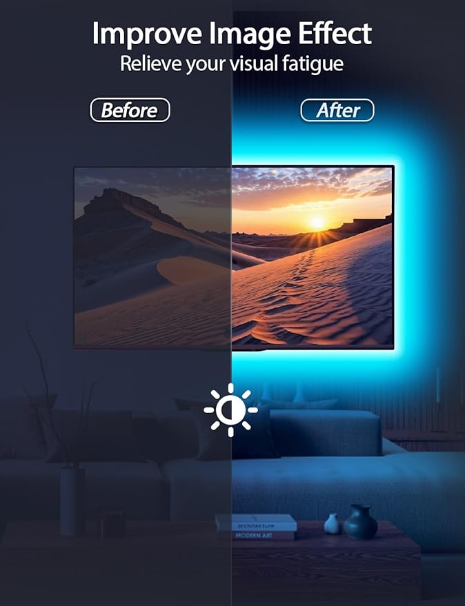 MATICOD LED Lights for TV, 13.1ft TV Lights for 45-60in, Music Sync Color Changing Tv Backlight with Bluetooth Smart App Remote Control, USB Powered RGB 5050 RGB Strip Light for Xmas Decor