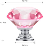 Ravinte 5 Pack Pink Crystal Knobs for Dresser Drawers Glass Cabinet Knobs Diamond Shaped Drawer Knobs - 30 mm Knobs with Silver Base