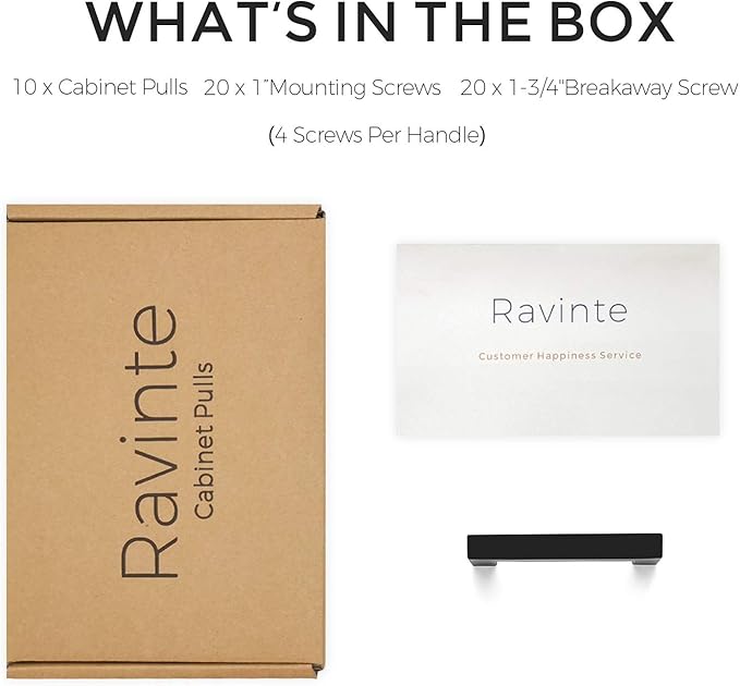 Ravinte 10 Pack 3 Inch Square Cabinet Handles - Matte Black Drawer Pulls, Kitchen Cabinet Hardware