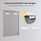 LOAAO 28X36 Inch Brushed Nickel Bathroom Mirror, Rounded Rectangle Silver Metal Frame Mirror, Brushed Nickel, Anti-Rust, Shatter Proof, Hangs Horizontally or Vertically