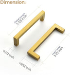 Ravinte 10 Pack Solid Kitchen Cabinet Handles Gold Slim Cabinet Pulls Drawer Pulls with 3-1/2 Inch Hole Center Square Bar Kitchen Cabinet Hardware Brushed Brass Cabinet pulls