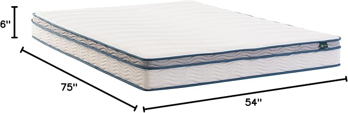 ZINUS 6 Inch Spring Sensation Hybrid Mattress [New Version], Full, Fiberglass Free, Medium Firmness, Durable Support, Certified Safe Foams & Fabric, Mattress in A Box
