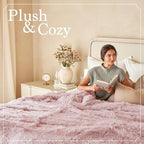 The Connecticut Home Co Throw Blanket Soft Fluffy Room Decor, Cozy Warm Throws for Bed, Couch, Gifts for Women, Bedroom Cute Aesthetic Blankets Shag and Sherpa, 65x50, Sage