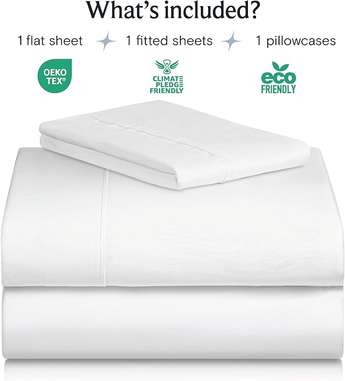 LuxClub Twin XL Sheets - Soft Kids Twin Bed Sheets for Boys and Girls, 3 PC Deep Pockets Wrinkle Free Kids Fitted Sheets Machine Washable Hotel Bedding Silky Soft- White Twin XL