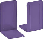 Acrimet Metal Bookends, Non-Skid Book Stand for Shelves, Heavy Duty Book Stopper, 6-7/8" H x 4" W x 4-1/2“ D, Purple, 1 Pair