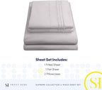 King Size Sheets - Breathable Luxury Bed Sheets with Full Elastic & Secure Corner Straps Built In - 1800 Supreme Collection Extra Soft Deep Pocket Bedding Set, Sheet Set, King, Silver