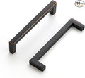 Ravinte 10 Pack Solid Kitchen Cabinet Handles Oil Rubbed Bronze Cabinet Pulls Slim Drawer Pulls with 4 Inch Hole Center Square Bar Kitchen Cabinet Hardware