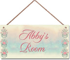 Personalized Sign Girls Bedroom Pretty Flowers Personalized Name Door Sign Wall Art Décor Wood Plaque Sign Wall Decor