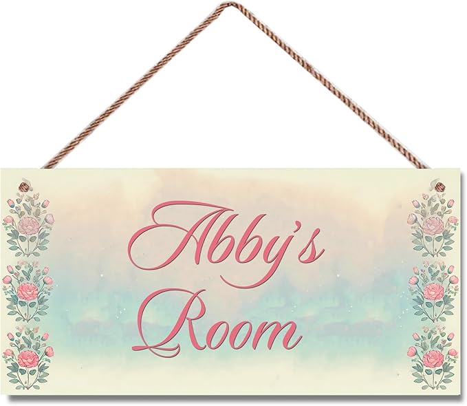 Personalized Sign Girls Bedroom Pretty Flowers Personalized Name Door Sign Wall Art Décor Wood Plaque Sign Wall Decor