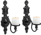 GAKA Wall Sconce Candle Holder Set of 2 Gothic Metal Candle Sconce Black Candle Holders Vintage Wall Mount Candle Holders Decorative,Black