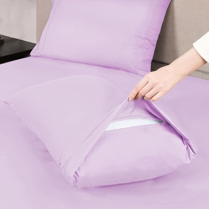 Mejoroom King Size Sheet Set - Soft Microfiber Bed Sheets,Deep Pocket Fitted Sheet, Soft, Breathable, Wrinkle & Fade Resistant - 4 Piece (King, Lavender)