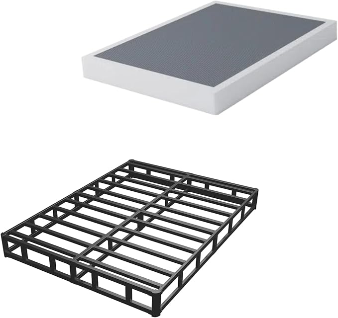 ALDRICH 5 Inch California King Box Spring Bed Base, 3000 lbs Heavy Duty Metal Frame Mattress Foundation with Cover, Easy Assembly