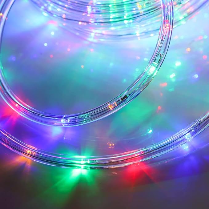 33ft 240 LED Rope Lights, 110V 2 Wire Connectable Waterproof Rope Lights, Indoor Outdoor Multicolor Light Rope for Deck, Patio, Pool, Camping Lighting Decorations (Multi-Colored)