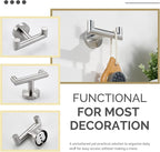 Angle Simple Towel Hook for Bathroom, SUS 304 Stainless Steel, Double Hand Towel Coat Holder for Wall, Brushed Nickel