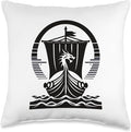 Viking Dragon Ship s Scandinavian Nordic Long Ship Throw Pillow