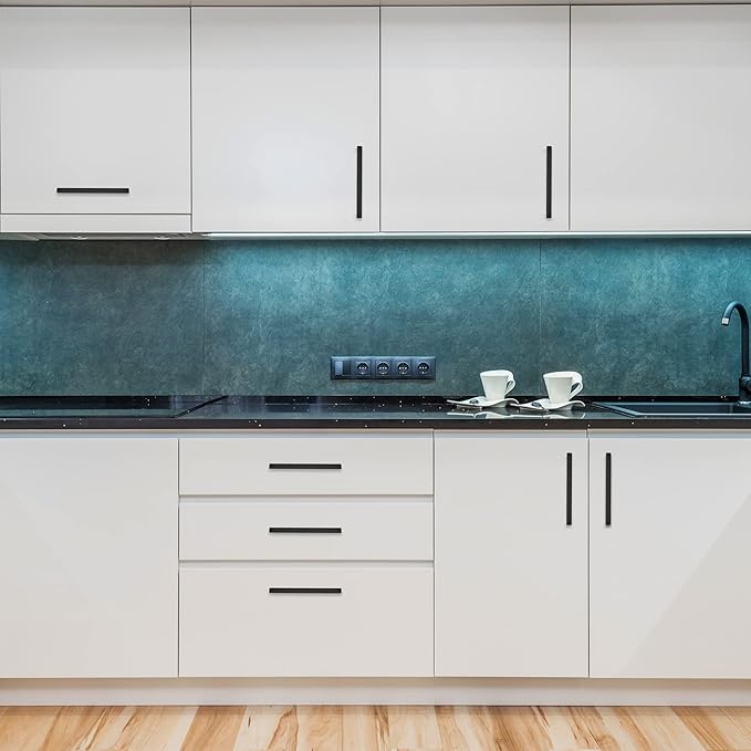 Ravinte 20 Pack Square Cabinet Handles, Matte Black Cabinet Pulls and Drawer Pulls, 6-1/4 Inch, Kitchen Hardware