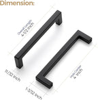 Ravinte 10 Pack Solid Kitchen Cabinet Handles Matte Balck Slim Cabinet Pulls Drawer Pulls with 4 Inch Hole Center Square Bar Kitchen Cabinet Hardware