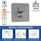 Adhesive Hooks Towel Hanger Wall Hooks for Hanging Coat, Hat,Towel Robe Hook Rack Wall Mount Waterproof Stainless Steel- Bathroom and Bedroom Gray 4-Packs