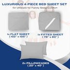 DREAMCARE California King Sheet Sets – 4 pcs Cooling Sheets – up to 21” Deep Cal King Sheets – Hotel Luxury Pillowcases – Superior Softness 100% Fine Microfiber with Side Pocket – Light Gray