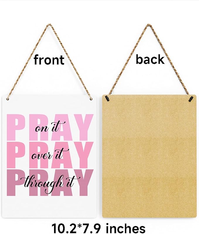 Pink Wall Decor Bible Verse Wall Art Christian Gifts for Women Room Decor for Women Girls Room Decoration Office Wall Decoration for Woman Bedroom Decor for Teen Girls Inspirational Decoration Pray Over It Wall Art