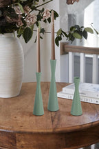 Vixdonos Taper Candle Holders Metal Candlestick Holders Set of 3 Table Mantel Decorative Candle Stand for Dinning,Party，Wedding,Home Decor(Green)