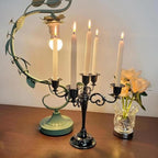 Black Candelabra Candle Holders for Pillar Candles 10.6 inch Tall, 5 Candle Candlestick Holder for 1/2-1 inch Taper Candles Halloween Candelabra Decoration Easy Assembly (Black Glossy-3 Arm)