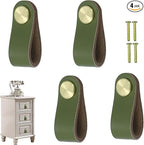 Leather Drawer Pulls and Knobs Soft Cabinet Handles Modern Cabinets Door Knob for Furniture Cupboards Wardrobe Dresser Decorative Handle with Screw 4 Pcs (Fruit Green)