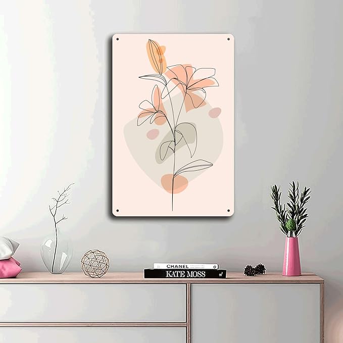 Metal Tin Signs Cute Floral Modern Art Suitable for Home Bar Cafe Farmhouse Decoration8x12inch Tin Sign