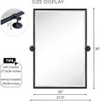 TEHOME 28.5 x 36'' Black Metal Framed Pivot Rectangle Bathroom Mirror Tilting Beveled Vanity Mirrors for Wall…