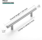 JOY DECOR 20 Pack 7.38 Inch Cabinet Pulls Kitchen Cabinet Handles with 5 Inch Hole Center Brushed Nickel Cabinet Hardware Stainless Steel Kitchen Drawer Pulls for Cabinets Cupboard, 128mm Hole Centers