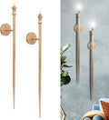 Candle Sconces Long Wall Candle Holder - Set of 2 Gold Long Wall Candle Sconce Retro Chic Wall Sconces Candle Holder Decoration for Dining Room, Living Room, Office, Bathroom