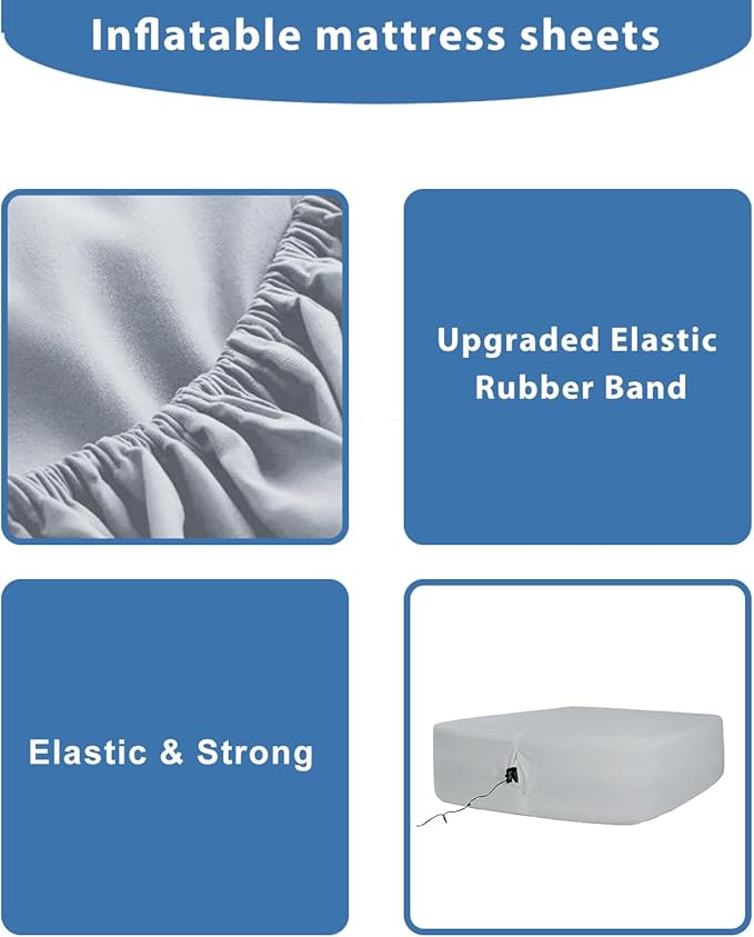 Bedecor Air Bed Sheets for Mattress Cover Removable Bed and Elastic Band Super Soft and Breathable & Deep up to 21" Light Gray Full