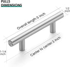 JOY DECOR 25 Pack 5 Inch Cabinet Pulls Kitchen Cabinet Handles with 3 Inch Hole Center Brushed Nickel Cabinet Hardware Stainless Steel Kitchen Drawer Pulls for Cabinets Cupboard, 76mm Hole Centers