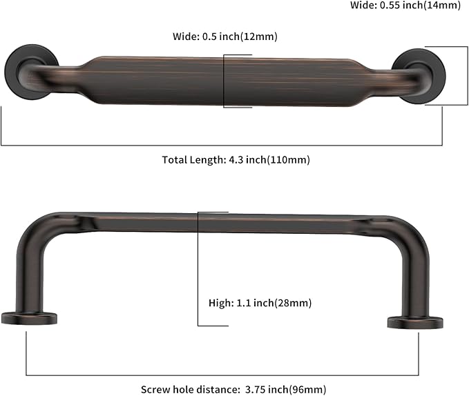 Asidrama 10 Pack 3.75 Inch(96mm) Oil Rubbed Bronze Kitchen Cabinet Handles, Cabinet Pulls Kitchen Cabinet Hardware for Cupboard Drawer Pulls