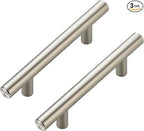 JOY DECOR 3 Pack Cabinet Handles, Brushed Nickel Cabinet Pulls, 3 in Hole Center Kitchen Cabinet Handles, Stainless Steel T Bar Handles for Dresser Drawers