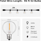 HISTAR 96FT LED Outdoor String Lights with Remote Waterproof G40 Globe Lights with 52 Dimmable LED Bulbs, Outdoor Patio Lights Decorative for Backyard Balcony Bistro Cafe